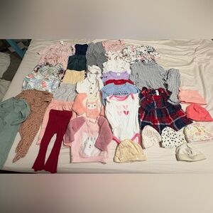 Bundle baby girls 0-6 months outfits 38 piece clothes sleeper footies pants cute